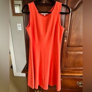 LOFT Orange Fitted Sleeveless Dress Size 8